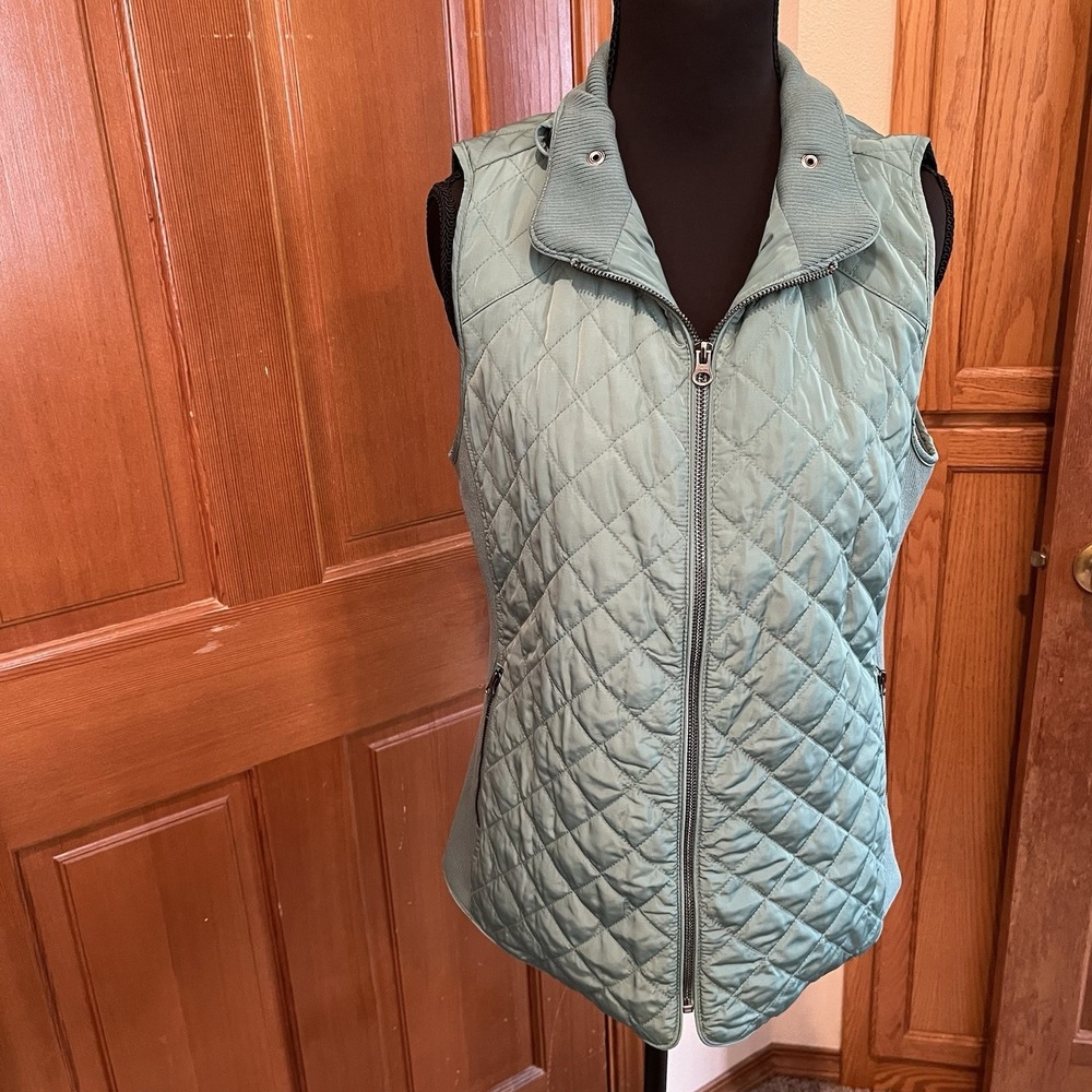 41 Hawthorne Quilted Vest Women's Medium Mint Green Full Zip Pockets
